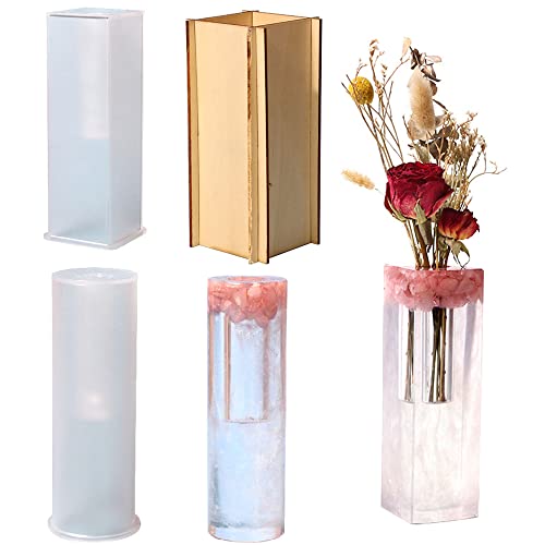 Cayway Vase Silikonform Epoxidharz Form, Zylinder Vase Gießformen Silikonform für Epoxidharz, Rechteckig Resin Gießform für Heimdekoration von Cayway