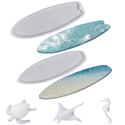 Cayway Surfboard Resin Tray Molds, 2 Style Surf Board Resin Epoxy Molds Silicone Large Resin Tray Molds with Fish Turtle Seahorse Resin Mould Filler for DIY Resin Ocean Waves Art, Serving Tray Cayway Surfboard Resin Tray Molds, 2 Style Surf Board Resin Epoxy Molds Silicone Large Resin Tray Molds with Fish Turtle Seahorse Resin Mould Filler for DIY Resin Ocean Waves Art, Serving Tray von Cayway
