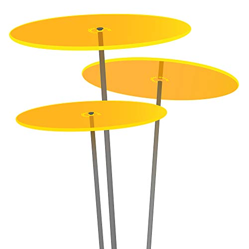 Cazador-del-sol ® - das Original | Medio - tres | 3 Stück | Sonnenfänger-Scheiben gelb | Durchmesser 15 cm | Höhe 120 cm von Cazador-del-sol