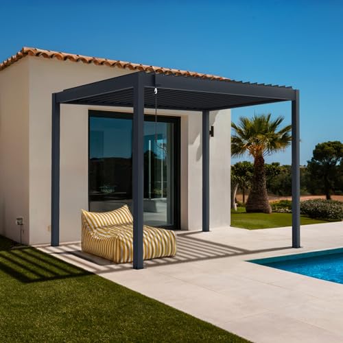Cazeboo Piana 3x2m selbsttragende bioklimatische Pergola aus grauem Aluminium von Cazeboo