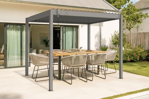 Cazeboo Piana 3x2m selbsttragende bioklimatische Pergola aus taupefarbenem Aluminium von Cazeboo