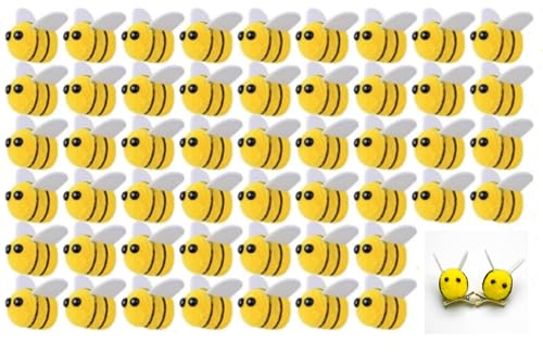 Cazqgoy Pack of 50 Bee Decorative Felts Wool Mini Bee Decoration Felt Bees Felt Balls,Bee Felts Wool Mini Decoration von Cazqgoy