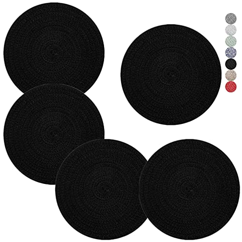 Topfuntersetzer für heiße Töpfe und Pfannen, 20.3 cm, 5 Stück, Untersetzer für heiße Geschirr, heiße Pads für Küchentisch, Kochtopflappen-Set (Schwarz, 5) von Cazzon