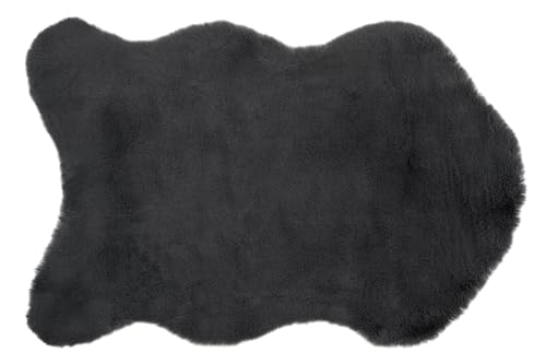CB Home & Style Kunstfell Dekofell Teppich rosa grau Taupe Creme Sitzkissen Lammfellimitat Felloptik Verschiedene Größen Herz Wolke Tischläufer Läufer (Anthrazit, 60 x 90 cm) von CB Home & Style