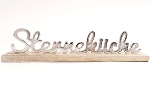 Dekoschild Schriftzug Sterneküche Silber Mangoholz 38 cm Aufsteller Deko von Cb Home & Style