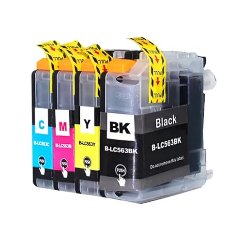 CbErFVK Kompatibel mit LC563XL Tintenpatrone LC563BK LC563C LC563M LC563Y Verwendung mit MFC-J2310 J2510 J3520 J3720 Drucker(1 Set) von CbErFVK