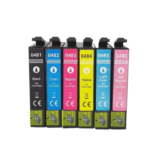 CbErFVK Kompatibel mit Tintenpatrone T0481 T0481 T0486 Stylus Foto R200 R220 R300 R300M R320 R340 RX500 RX600 RX620 RX640(1 Set) von CbErFVK
