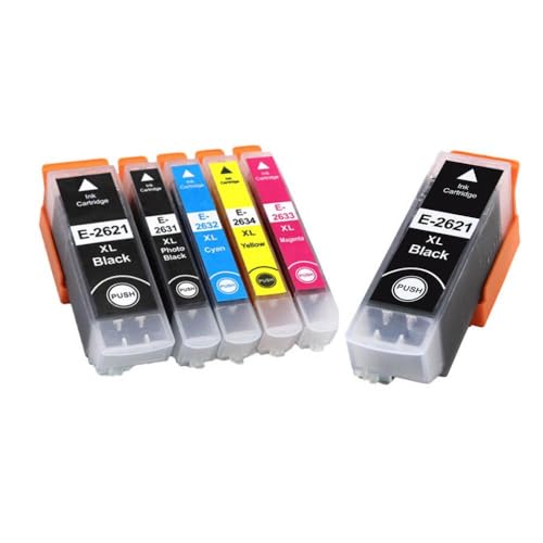 CbErFVK Kompatibel mit Tintenpatrone T2621 26XL Drucker XP510 XP520 XP600 XP605 XP615 XP620 XP625 XP710 XP720 XP800 XP810 XP820(6PK) von CbErFVK