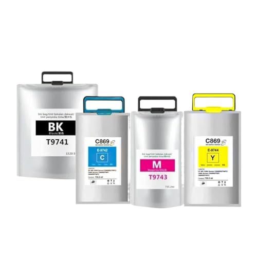 CbErFVK Kompatibel mit dem Tintenbeutel T9741 T9742 T9743 T9744 WF-C869R WF-C869RDTWFC WF-C869RD3TWFC Drucker(4Color 1set) von CbErFVK