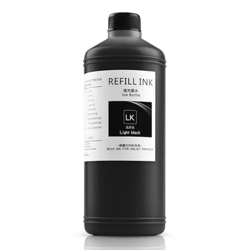 CbErFVK Kompatibel mit verschiedenen Tintenstrahldruckern 11 Farboptionen verfügbar 1000 ml wasserdichte Pigmenttinte(Light Black) von CbErFVK