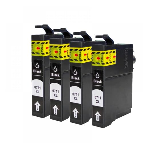 CbErFVK T0711 kompatibel mit Tintenpatronen Stylus SX110 SX215 SX218 SX400 SX405 SX410 SX415 SX510W SX515W DX7400 Drucker(4Black) von CbErFVK