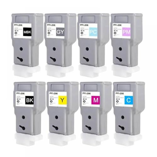 Kompatibel mit Color Ink Patrone Set IPF6400 IPF6450 IPF6400S IPF6450S IPF6400SE PFI206 6/8/12 Farboptionen(PFI-206-8Color) von CbErFVK