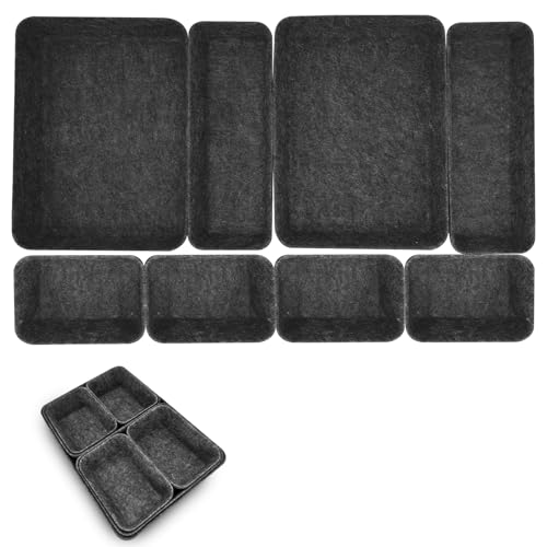 Cbilzxer Schubladen Organizer Filz 8er-Set, Waschbare Filz Organizer für Schminktisch für Selbst gestalten der Schubladen (Dunkelgrau) von Cbilzxer
