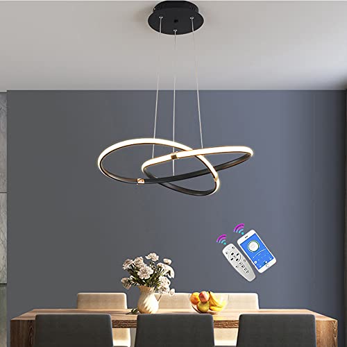 40W LED Pendelleuchte Esstisch Hängelampe hängend Esstischlampe Hängeleuchte Dimmbar mit Fernbedienung Ring Design Höhenverstellbar Kronleuchter für Büro Esszimmer Küchelampe Pendellampe (Black) von Cblbser