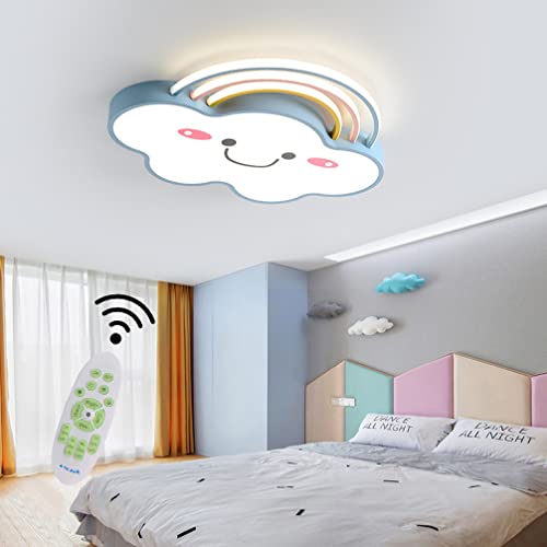 Cblbser Deckenlampe LED Dimmbar mit Fernbedienung Kinderzimmer Junge und Mädchen Baby Schlafzimmer Deckenleuchte Niedliche Smiley Wolkenform Innen-Beleuchtung Blau von Cblbser