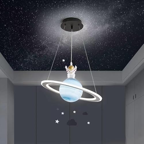 Cblbser Hängelampe Kinderzimmer LED Dimmbar Planet Kinderzimmerlampe Rund Design Modern Hängeleuchte Mädchen Jungen Mädchen Baby Schlafzimmer Dekorative Lampe Kinder Pendellampe von Cblbser