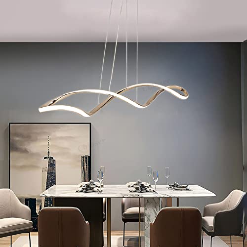 Cblbser LED Esszimmerlampe Hängeleuchten & Pendelleuchten Gold Dimmbar mit Fernbedienung LED Pendellampe 42W Höhenverstellbar Esstisch Wohnzimmer Bar Büro Küche Lampen Deckenbeleuchtung L92 cm von Cblbser