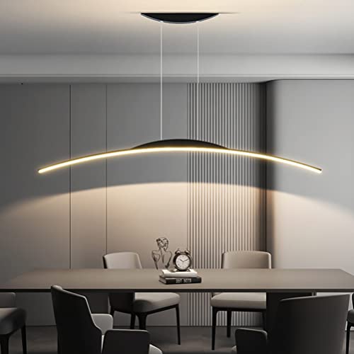 Cblbser LED Pendelleuchte Dimmbar 3000K-6500K Esstischlampe Esszimmerlampe Hängend Leuchte Moderne Wohnzimmer Hängelampe Lampe Mit Fernbedienung Höhenverstellbar Küchenlampe (Schwarz, L100cm) von Cblbser