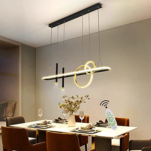 Cblbser Modern LED Pendelleuchte Dimmbar Pendellampe Esstischlampe Mit Fernbedienung Hängeleuchte Höhenverstellbar Linear Rund Ring Design Kronleuchter für Schlafzimmer Deckenlampe von Cblbser
