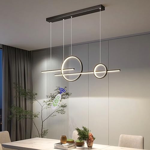 Cblbser Moderne LED Hängelampe Esstisch, 56W LED Hängeleuchte & Pendelleuchten Höhenverstellbar, 110cm Dimmbar Mit Fernbedienung Hängeleuchte Esstischlampe, Esszimmerlampen Küchen Lampen Schwar von Cblbser