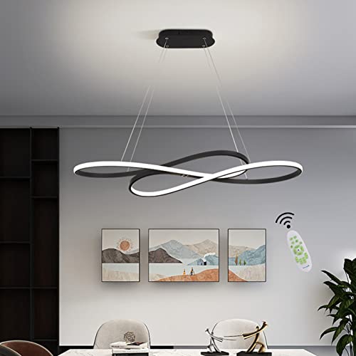 Cblbser Moderne LED Pendelleuchte Esstisch Hängelampe Dimmbare mit Fernbedienung Pendellampe 54W Höhenverstellbar Creative Design Deckenleuchte für Wohnzimmer Küchen Kronleuchter Schwarz L100CM von Cblbser