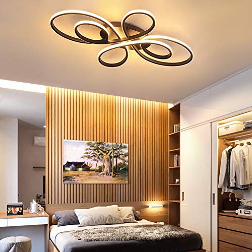 LED Deckenleuchte Dimmbar Wohnzimmerlampe Deckenlampe Modern Blume Design Esstischlampe Deko Schlafzimmerlampe Mit Fernbedienung Lichtfarbe/Helligkeit Einstellbar Badlampe Flur (Schwarz, L80cm) von Cblbser