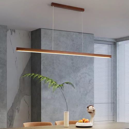 LED Pendelleuchte Holz Esstisch Esszimmer Lampen Dimmbar Hängelampe Moderne Linear Design Wohnzimmer Küche Esszimmerlampe Hängend Leuchte mit Fernbedienung Kronleuchter Hängend Lampe (Braun, L120cm) LED Pendelleuchte Holz Esstisch Esszimmer Lampen Dimmbar Hängelampe Moderne Linear Design Wohnzimmer Küche Esszimmerlampe Hängend Leuchte mit Fernbedienung Kronleuchter Hängend Lampe (Braun, L120cm) von Cblbser