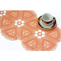 Häkeln Sie Deckchen Handarbeit Tischdekoration Tischdecke Geburtstag Geschenk Baumwolle Gehäkelte Orange Home Dekoration von CcDoily