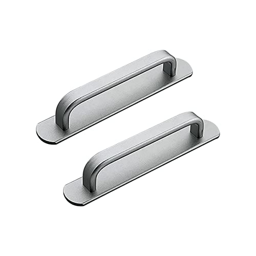 CcHhyyt 2 Stück Selbstklebender Griff Aluminiumlegierung Schrankgriff mit Selbstklebendem Schiebetürgriff Türgriffe Möbelgriff Griffe zum Kleben für Kühlschrank Küchenschränke Schublade (128mm, Grau) von CcHhyyt