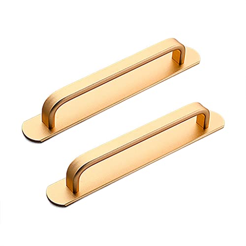 CcHhyyt 2 Stück Selbstklebender Griff Aluminiumlegierung Schrankgriff mit Selbstklebendem Schiebetürgriff Türgriffe Möbelgriff Griffe zum Kleben für Kühlschrank Küchenschränke Schublade (160mm, Gold) von CcHhyyt