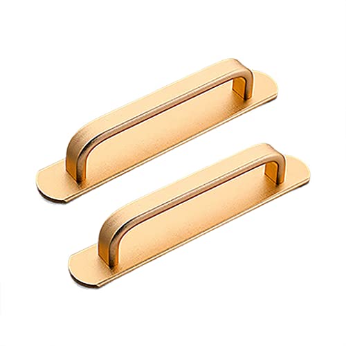 CcHhyyt 2 Stück Selbstklebender Griff Aluminiumlegierung Schrankgriff mit Selbstklebendem Schiebetürgriff Türgriffe Möbelgriff Griffe zum Kleben für Kühlschrank Küchenschränke Schublade (128mm, Gold) von CcHhyyt