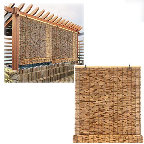 Bambusrollo Aussenbereich 80cm 100cm 120cm 150cm 160cm Breit Bambus-Rollos Sichtschutz Für Outdoor, Raffrollo Blickdicht Wetterfest Jalousie Holzrollos Für Fenster Balkon Terrasse von CcacHe