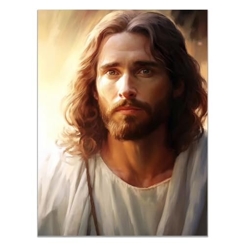 CcacHe Christliche Poster Jesus-Porträt Schlafzimmer Leinwand Bilder Wand Deko,Grau, schwarz Bilderwand Wohnzimmer Küchen Wanddeko Geschenk-75x115cm Ungerahmt von CcacHe