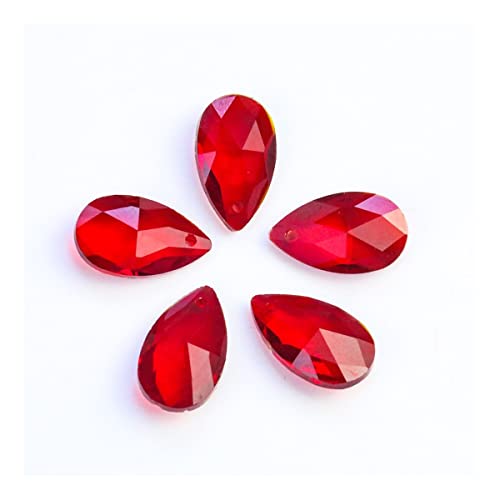 Kronleuchter-Prismen, Kristall, 10 Stück, 28 mm, Tropfen, Kronleuchter-Kristalle, Teile für DIY-Schmuck, hängende Anhängerdekoration (Farbe: Rot) von CcacHe