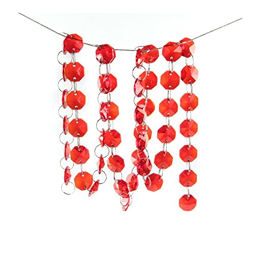 Kronleuchter-Prismen, Kristall, 10 m, Girlande, Strang, hängende Kristallglasperle (Farbe: Rot, Größe: 10 m) von CcacHe