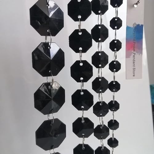 Kronleuchter-Prismen, Kristall, 5 m, 10/14/18/25 mm, schwarze Acryl-Kristallperlengirlande, hängende Dekoration (Farbe: 10 mm) von CcacHe