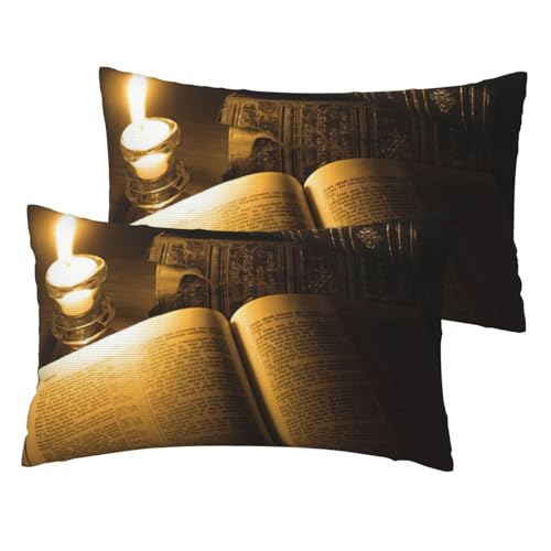 Cchgkpd Candlelight Night Reading Print Faux Linen Pillowcase Set Two Piece Printed Bedding Set For A Modern Home Decor von Cchgkpd