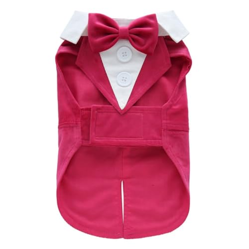 Ccipotatoo Formale Haustier Kleidung Smoking Hochzeitskleid Outfit Welpen Gentleman Stil Hochzeitshemd mit Fliege Kostüm (LFXZ23Rose, M) von Ccipotatoo