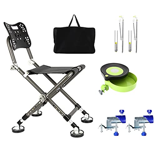 Ccsh Angelstuhl Campingstuhl Deck-Terrassen-Angelstuhl-Set Aluminium, Kleiner Tragbarer Faltbarer Campingstuhl mit Sitz aus Oxford-Stoff, Lounge-Reise-Rasenstuhl von Ccsh