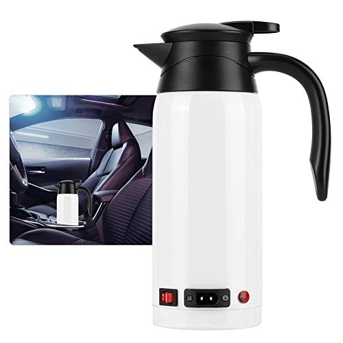 Tragbarer Auto-Wasserkocher mit Zigarettenanzünder 800 ml Reisekessel Heiztemperatur bis zu 98-100 ° C für Wasser Tee Kaffee Milch(White) von CCYLEZ