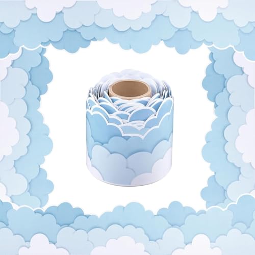 CeaBulo 32.8ft Cloud Mass Border Tric Für Bulletin Board Hinweis Board Klassenzimmer Tafel Dekoration Bulletin Border Paper Sticker Roll von CeaBulo