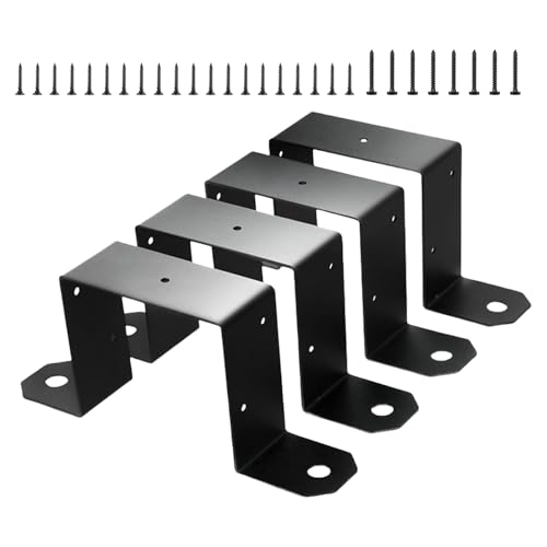 CeaBulo 4 Pieces 4x4inch Gurt Post Blears Für Sichere Strukturunterstützung In Schwarzer Beschichtung UShape Montageklammern von CeaBulo
