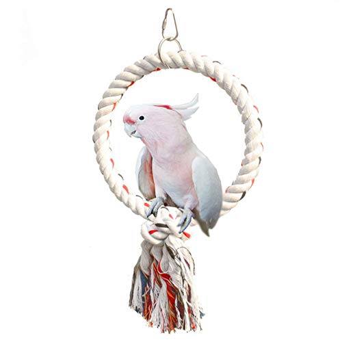 Haustier Papagei Vögel Käfig Spielzeug Wattestäte Seil Kreis Ringständer Kautbiss Hängen Schwung Cockatiel para Klettern Für Spielspielzeug Vogelspielzeug Für Cockatiels Swing von CeaBulo