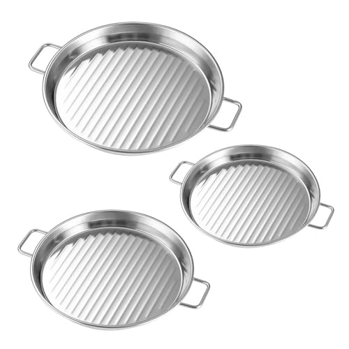 Packung Mit 3 Rostfrohen Metallsnacks Teller Snacks Die Gerichte Edelstahlschale Mit Für Versammlungsveranstaltungen Servieren von CeaBulo