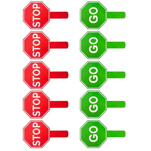 Reversible Stop And Go Richtungsschild Pack Von 10 Handheld Crossing Guard Stop Zeichen Für Bausicherheit Ergonomische Handverkehrskontrollplatte von CeaBulo