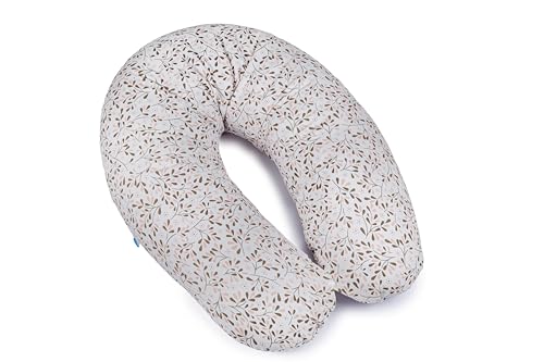 Ceba Baby® Stillkissen - Lagerungskissen für Babys - Schwangerschaftskissen aus 100% Baumwolle - XXL groß Seitenschläferkissen - 190 cm - Öko-Tex Standard 100 - Kleine Blätter von Ceba Baby