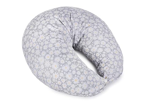 Ceba Baby® Stillkissen - Schwangerschaftskissen - 100% Baumwolle - Lagerungskissen für Babys - Babynest - ergonomisches Stillhörnchen, Nackenhörnchen - 150 cm - Öko-Tex Standard 100 - Kamille von Ceba Baby