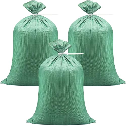 20 Stück Sandsäcke Gewebesäcke, 50 x 80cm Schwerlast Leere Kiessäcke Gartenabfallsack Transportsack Lagersack mit Kabelbinder für Hochwasserschutz Gartenabfall (Grün) von Ceboic