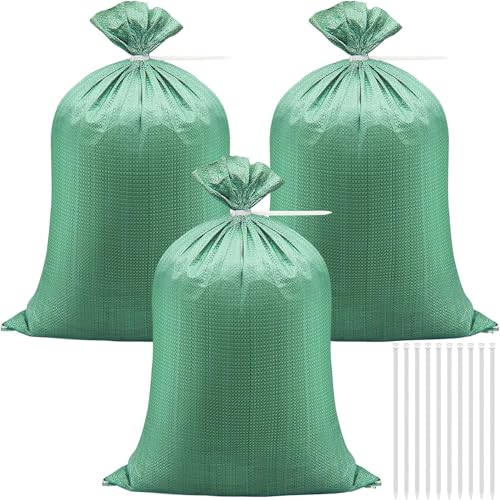 20 Stück Sandsäcke Gewebesäcke, 50 x 80cm Schwerlast Leere Kiessäcke Gartenabfallsack Transportsack Lagersack mit Kabelbinder für Hochwasserschutz Gartenabfall (Grün) von Ceboic