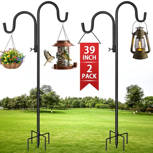 2PCS Garten Schäferhaken, 100CM Verstellbar Schäferstab Garten Doppelhaken Laternenstab, Metall Gartenstab mit 5 Prong Base, Shepherds Crook Hook für Solarleuchten Laternen Pflanzenkörbe Vogelhäuschen 2PCS Garten Schäferhaken, 100CM Verstellbar Schäferstab Garten Doppelhaken Laternenstab, Metall Gartenstab mit 5 Prong Base, Shepherds Crook Hook für Solarleuchten Laternen Pflanzenkörbe Vogelhäuschen von Ceboic